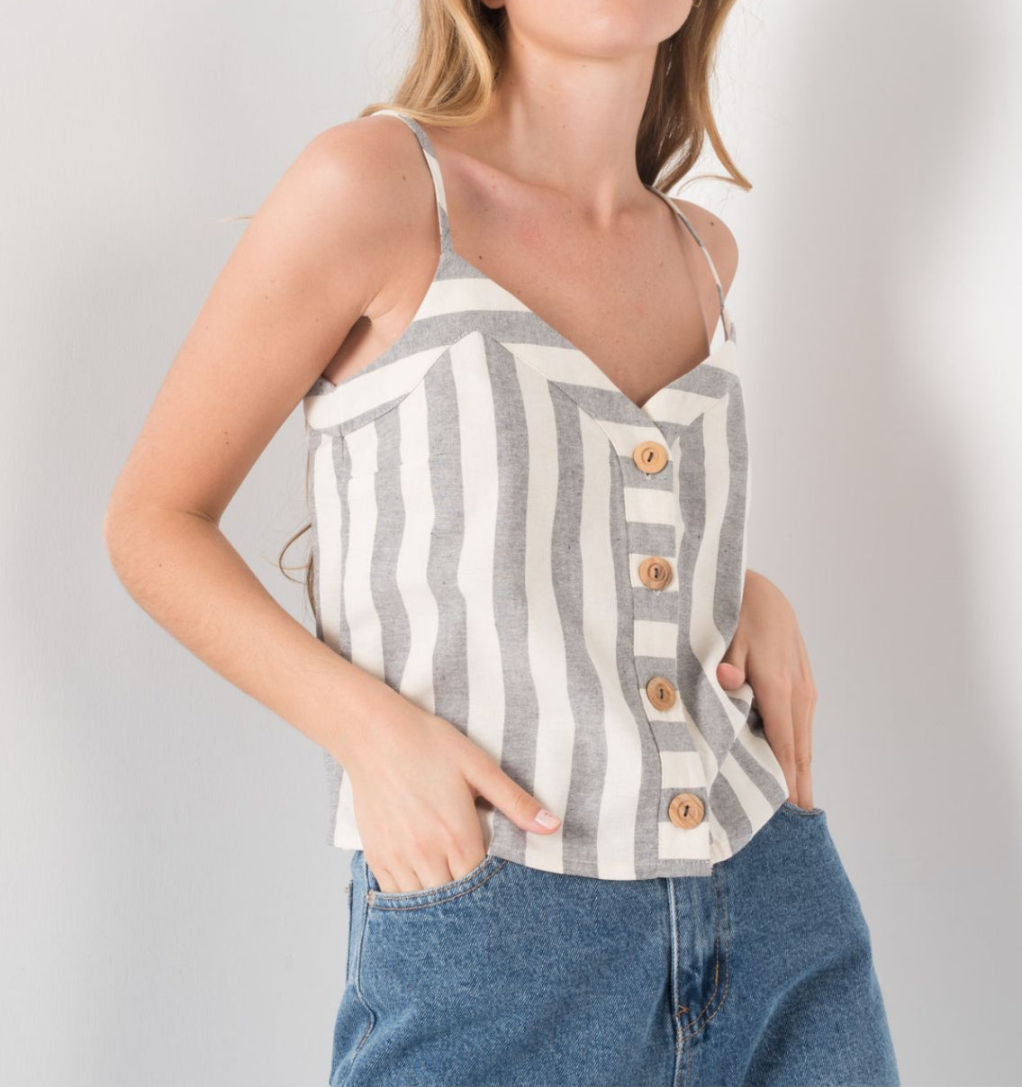 Linen stripe top