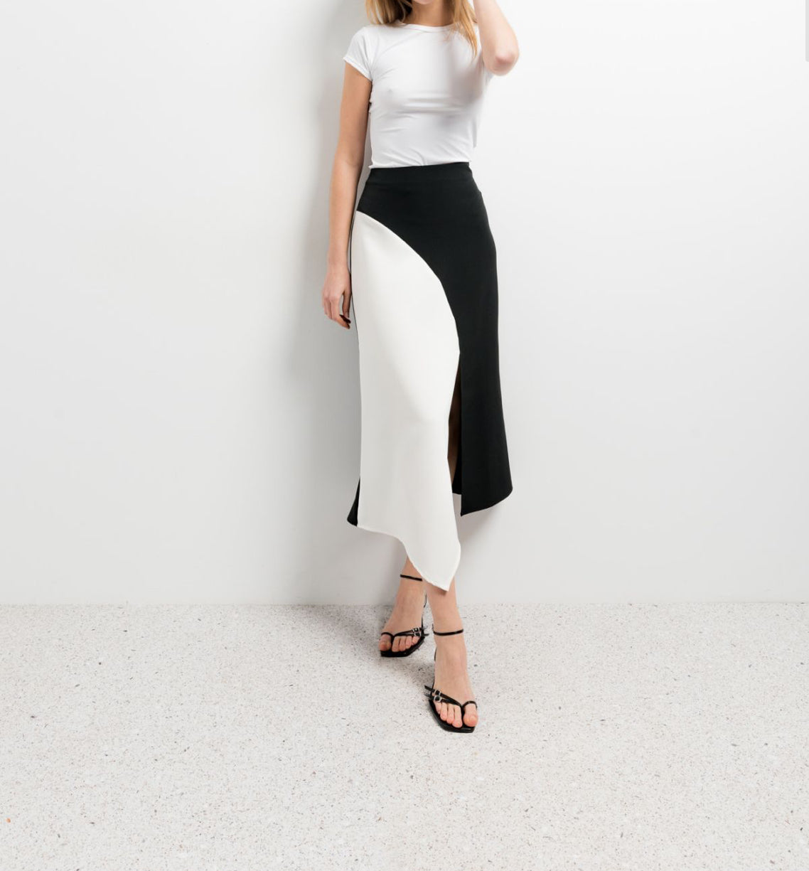 Midi color block skirt