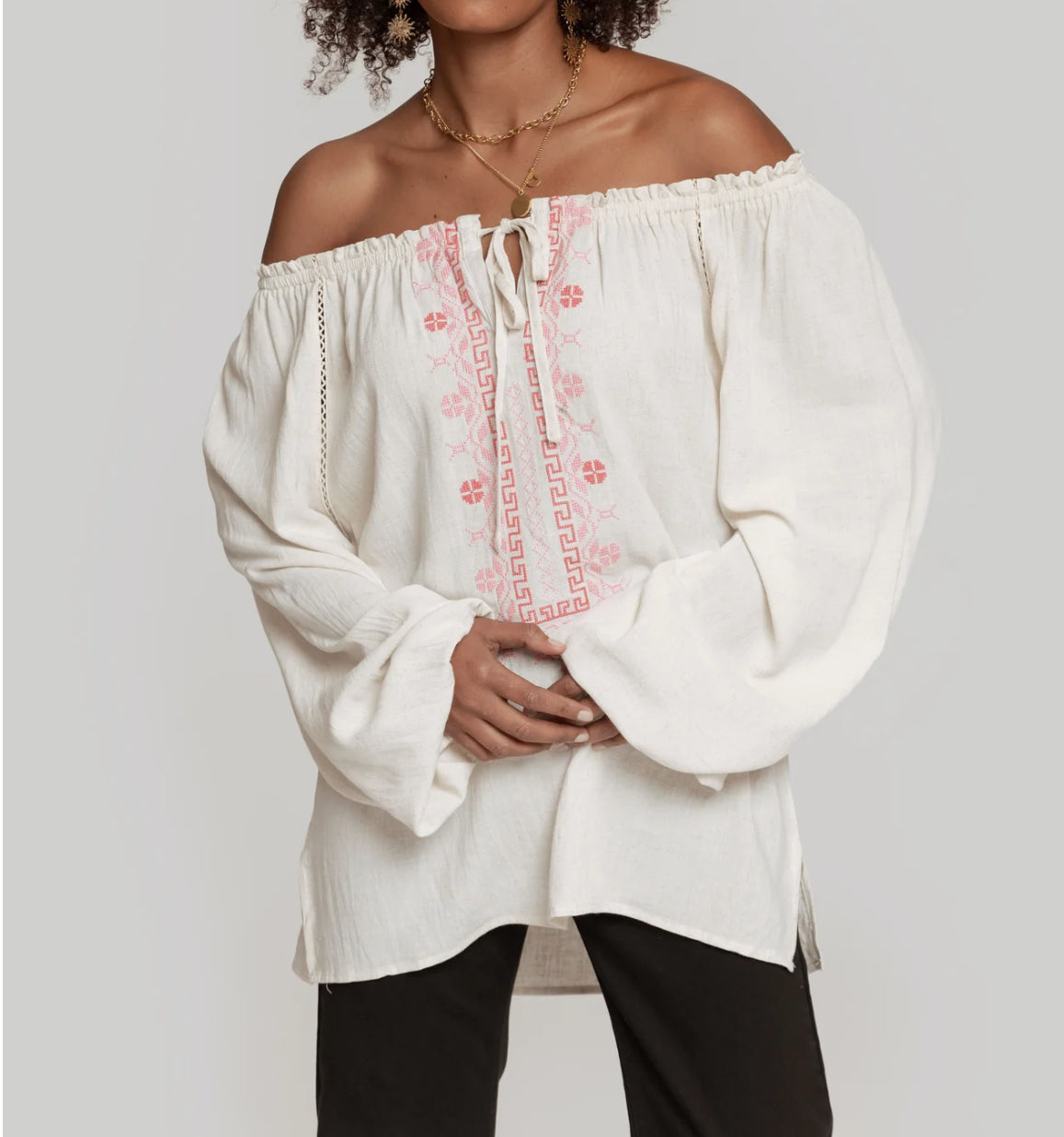 Blouse with linen