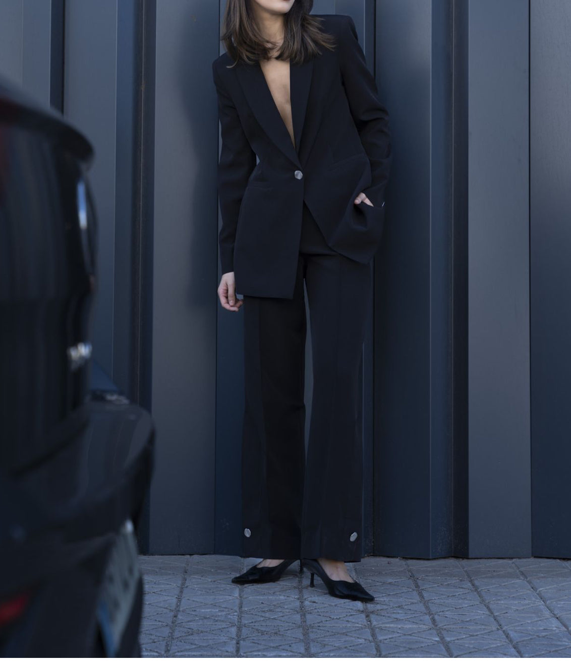 Silver button blazer