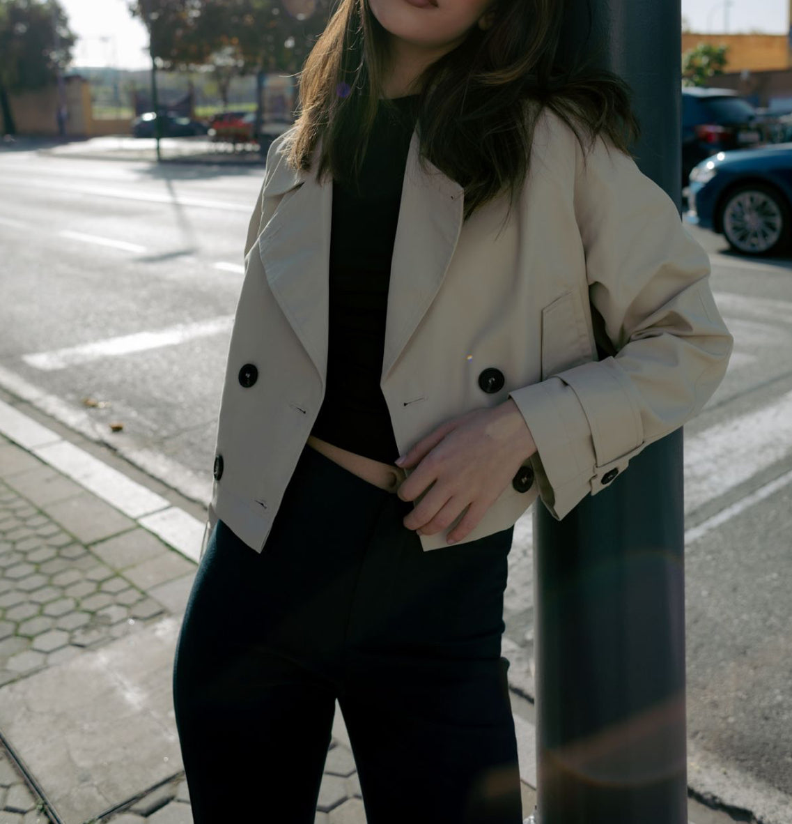 Crop trench coat