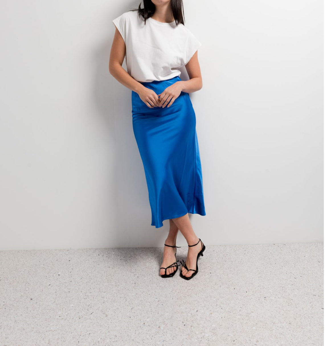 Satin midi skirt