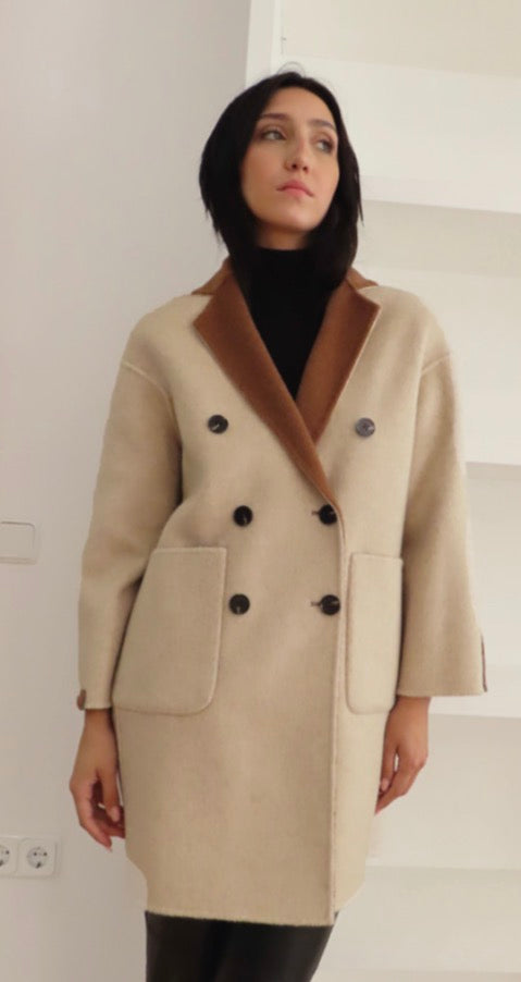 Reversible wool lapel coat Margaux