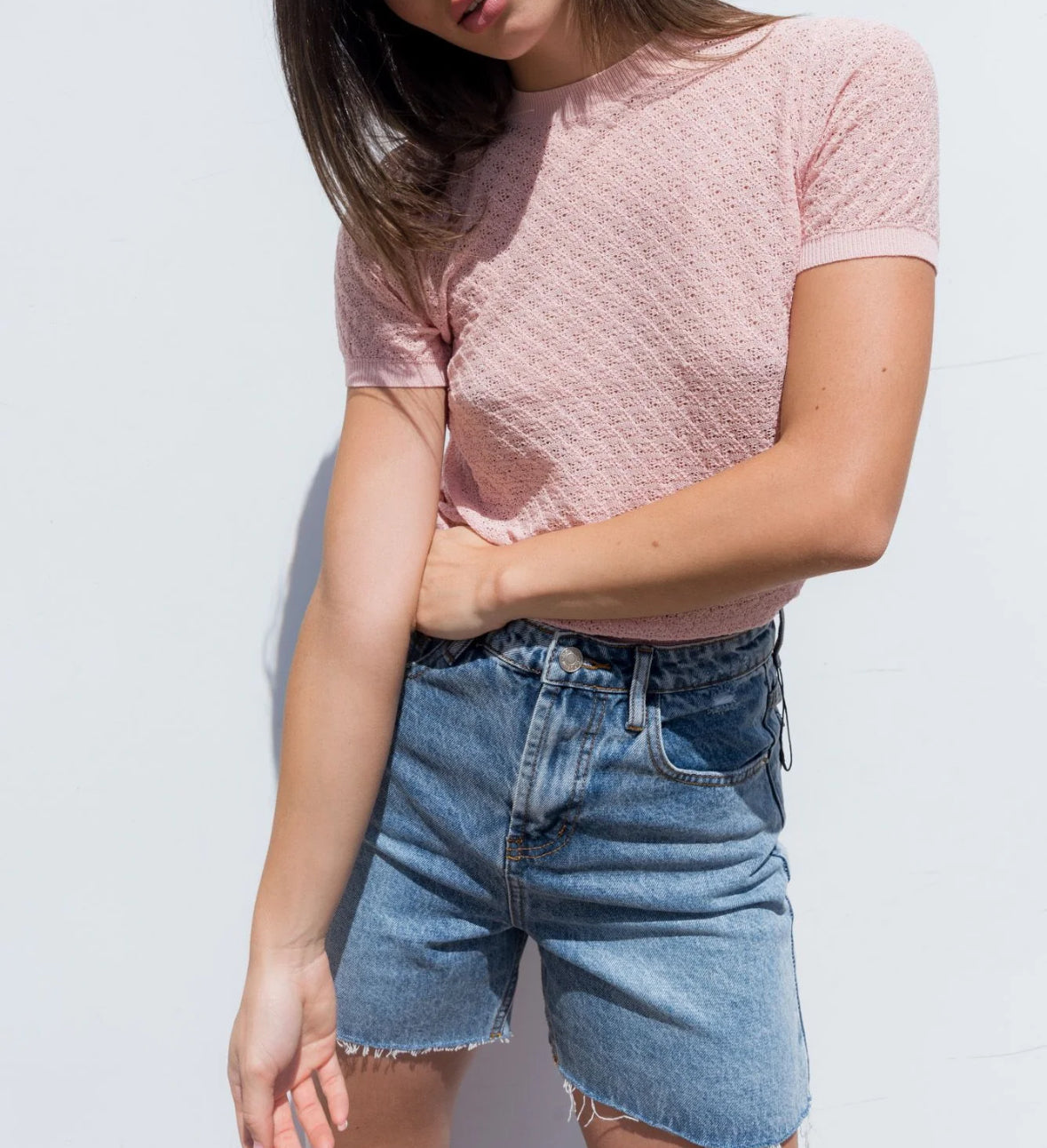 Openwork short-sleeved t-shirt