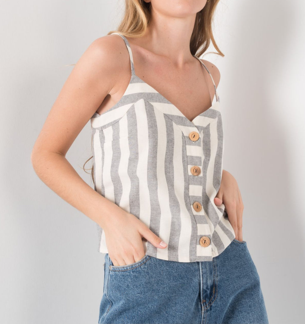 Linen stripe top