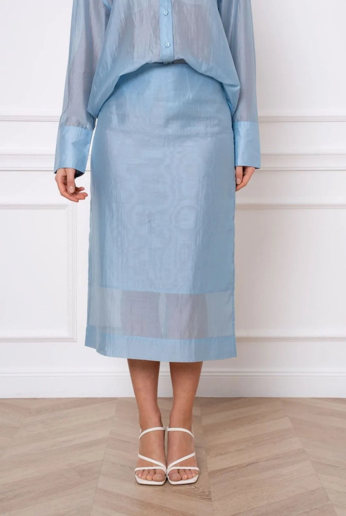 Sheer Lyocell Pencil Skirt