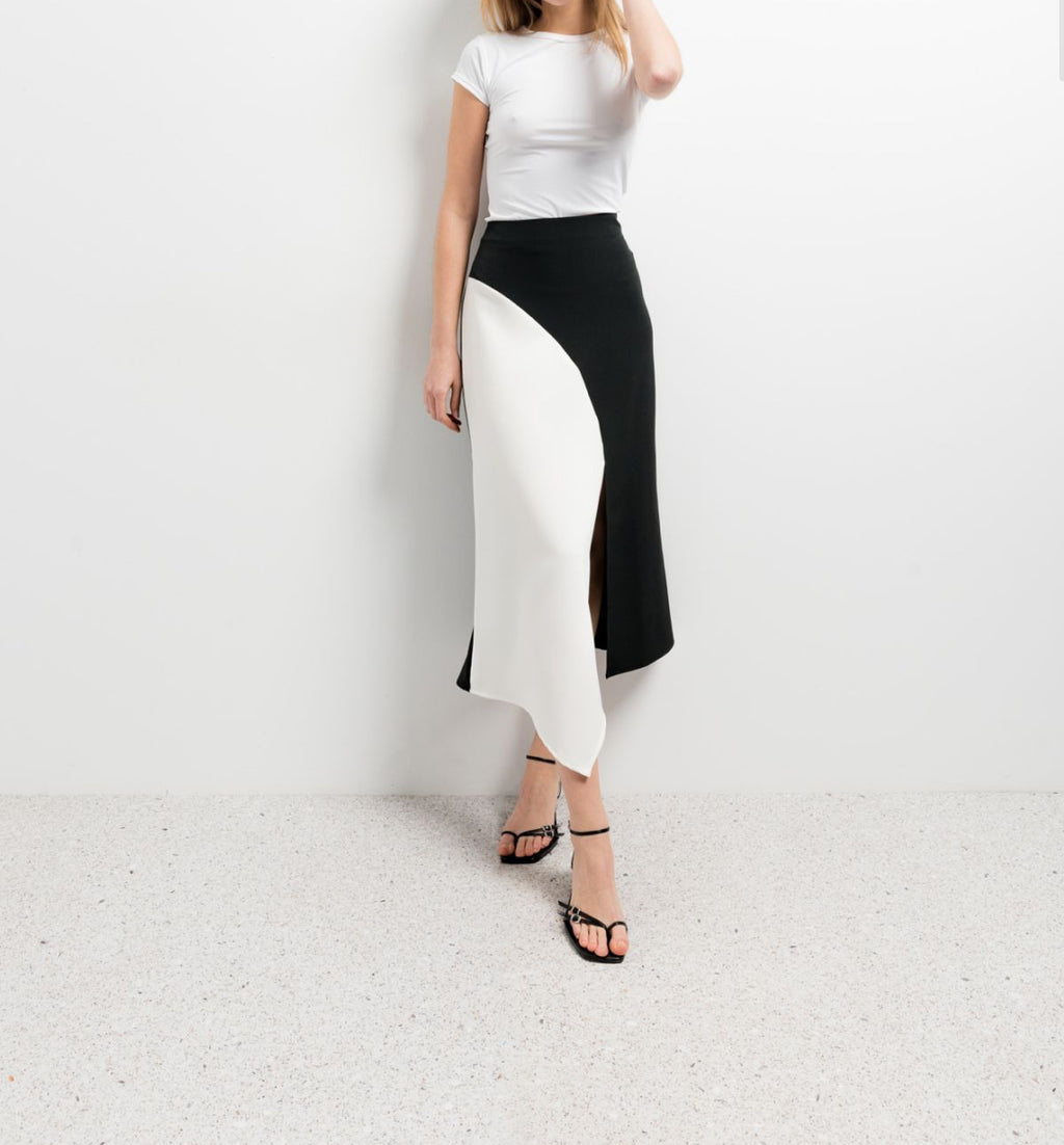 Midi color block skirt