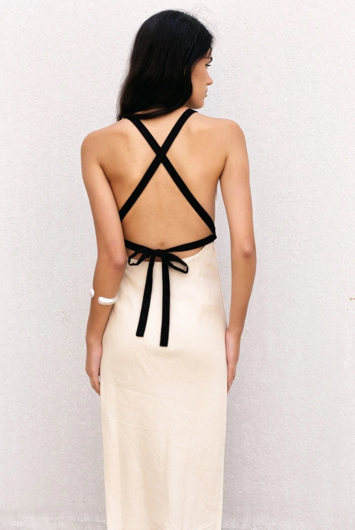 Linen Dress with Open Back