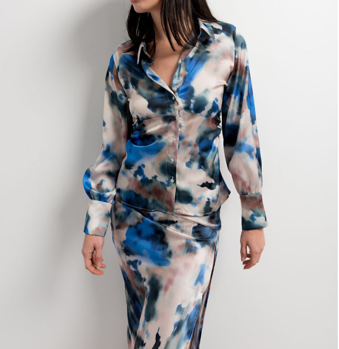 Printed satin finished shirt