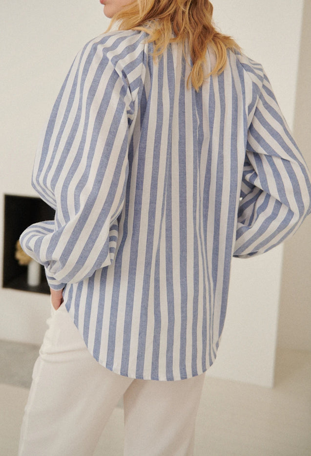 Oversize striped cotton blouse