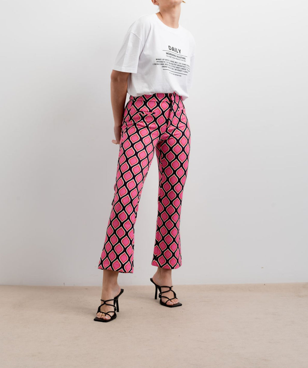 Printed flare trousers