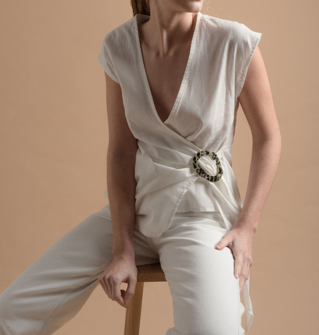 Wrap blouse linen