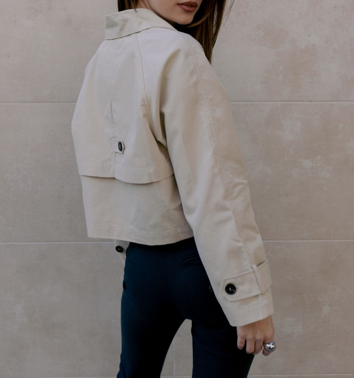 Crop trench coat