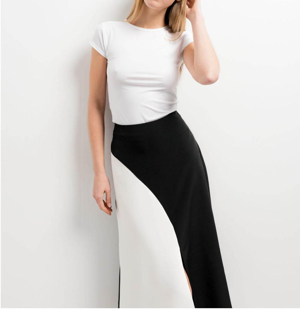 Midi color block skirt