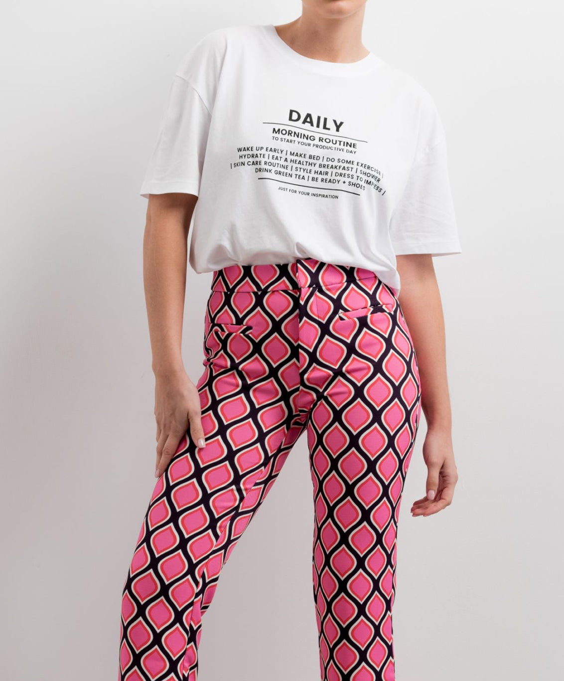 Printed flare trousers