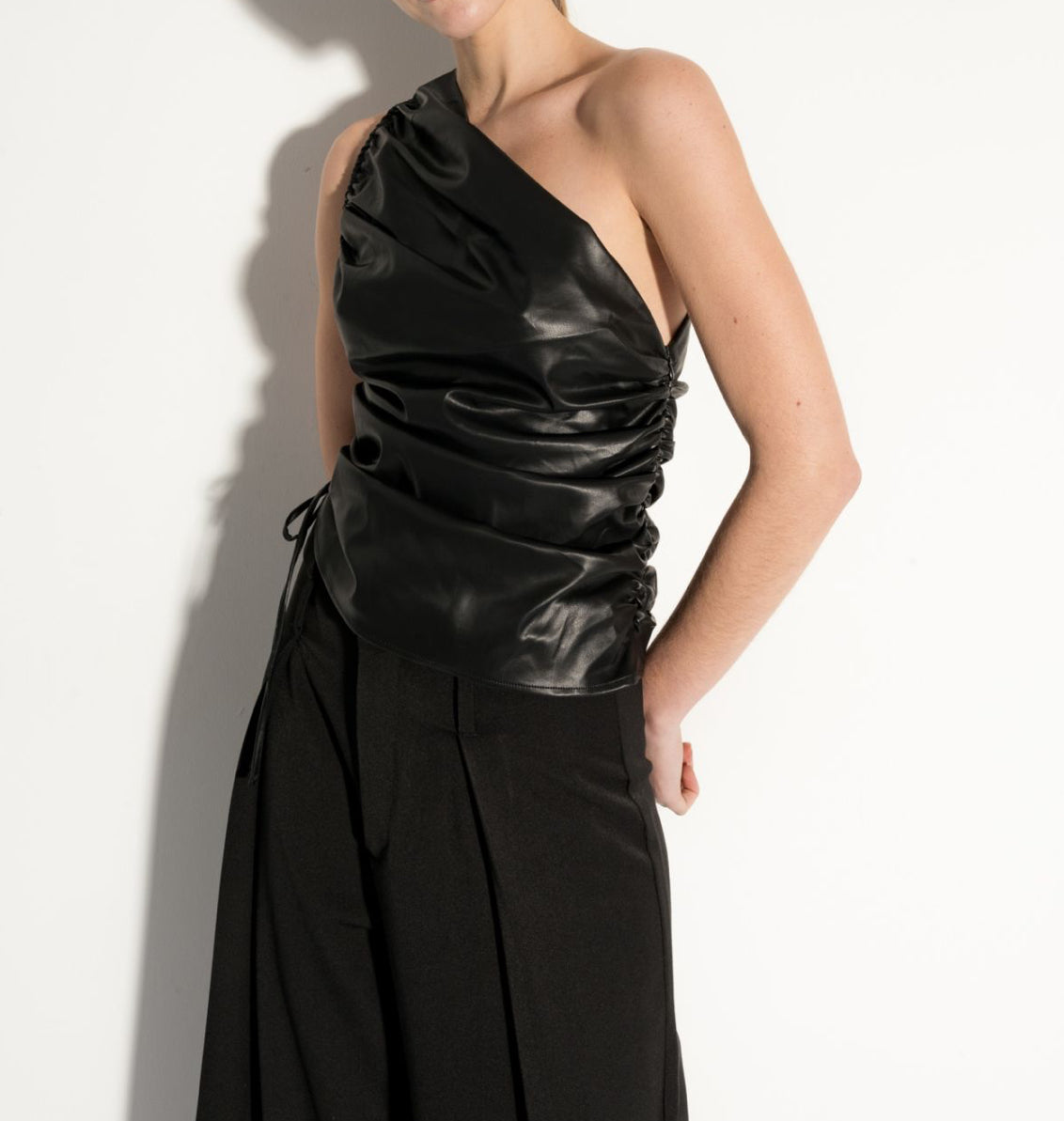 Faux leather top